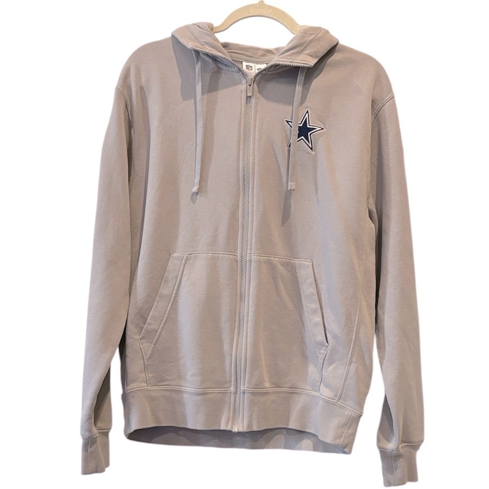 NIKE DALLAS COWBOYS MENS GREY SIDELINE CLUB FLEECE LONG SLEEVE FULL ZIP JACKET